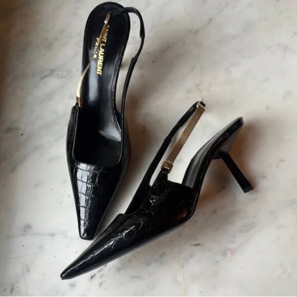 Saint Laurent Black Slingback Heels / Pumps Never Worn - Picture 1 of 4